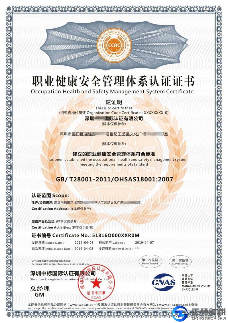 ISO18001職業(yè)健康安全管理體系認證